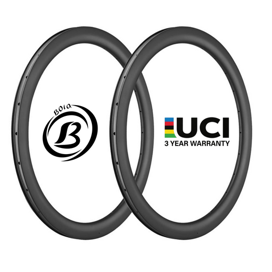 700c Tubeless Carbon Road Rim 40mm with 24/25mm inner width, featuring hook/hookless design and UCI logo.