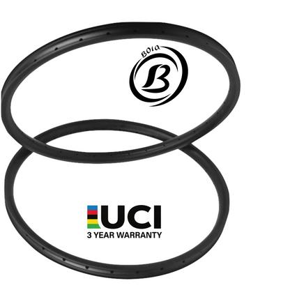 29er Asymmetric Carbon MTB Rim with 30mm height and 27mm internal width, lightweight at 380g, featuring UCI logo and warranty