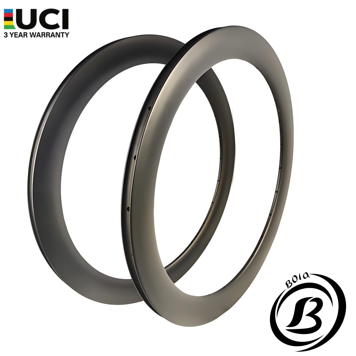 Bola 700c Carbon Tubular Rim 50mm x 28mm, lightweight design, ideal for road racing, featuring a sleek black finish.