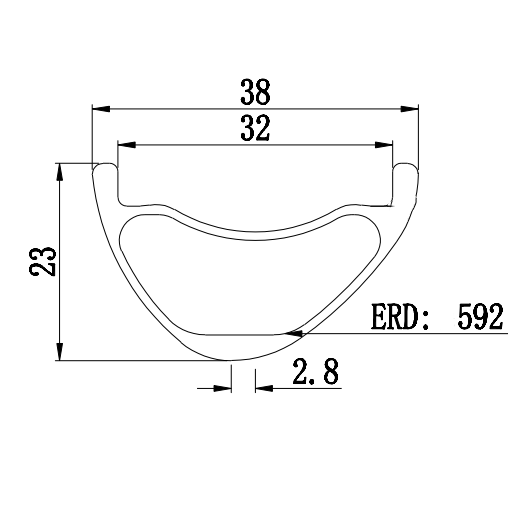 Asymmetric 29" feather light MTB hookless carbon tubeless rims 23mm profile 32mm inner wide XC or AM Bola