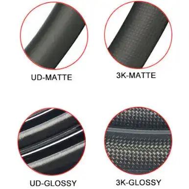 Close-up of Bola 45mm carbon rim surface texture showing unidirectional T700/T800 carbon weave