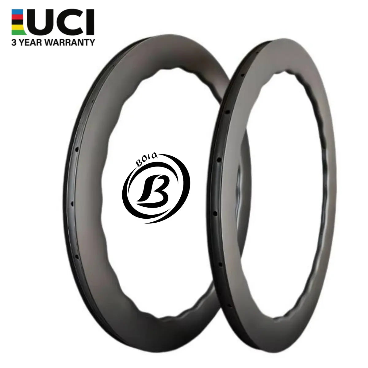 700C Carbon Road Bike Rim 60mm/65mm Wave Aero, 28mm wide, ultralight 430g, featuring a sleek black design.