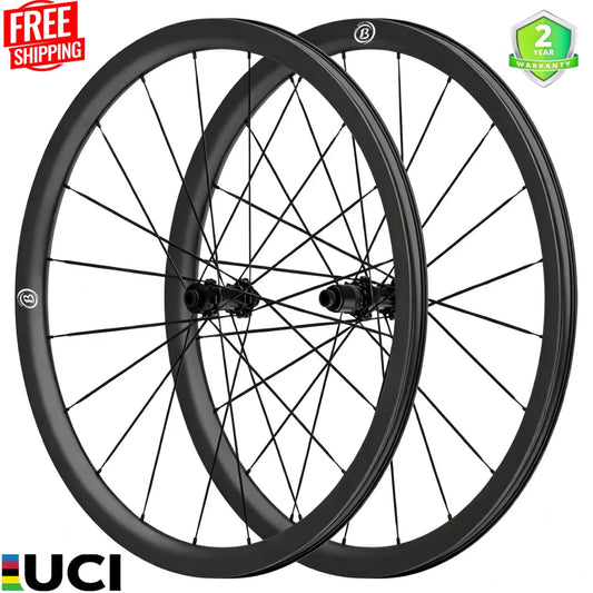 Bola EXT 35G Carbon Gravel Wheelset – 700C, 35mm Deep, 36mm Wide, Tubeless, Carbon Spokes, Ceramic Bearings, 1150g Carbon Fiber Sporting Goods