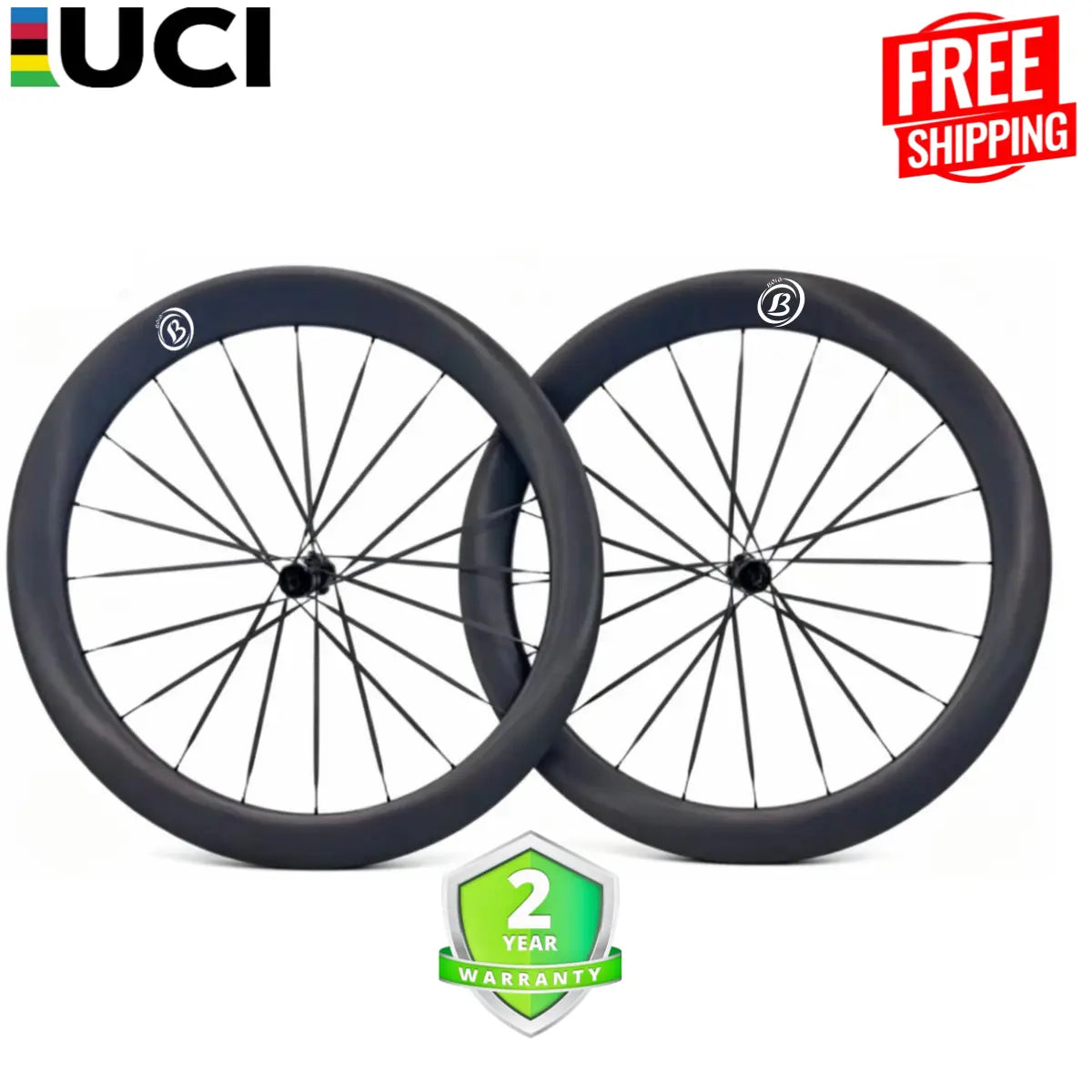 Bola PRO 35G 700C Carbon Gravel Wheelset – 35mm Deep, 36mm Wide, Tubeless, Flat Carbon Spokes, Ceramic Bearings, 1180g Carbon Fiber Sporting Goods